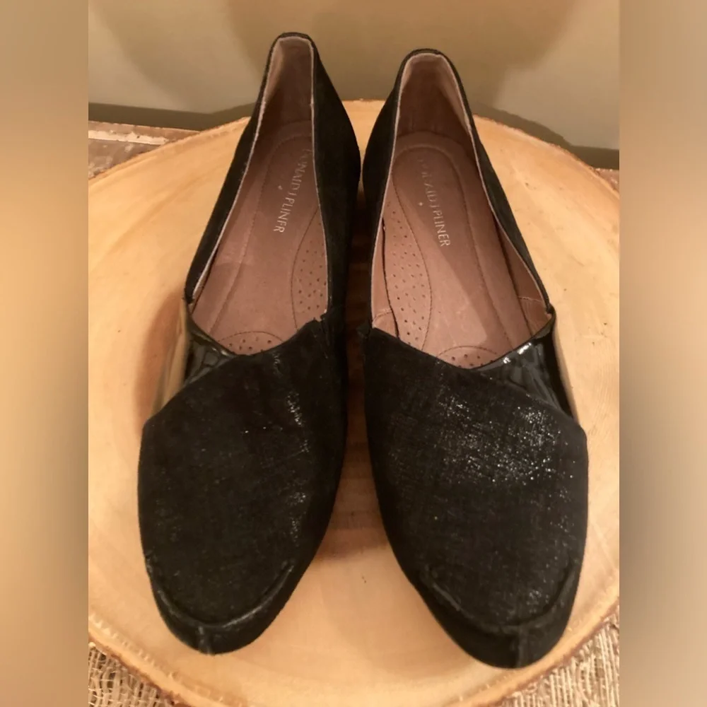 Donald J Pliner Sz 8 US Brix Black Mixed Media Slip On Comfort Loafers Shoes
